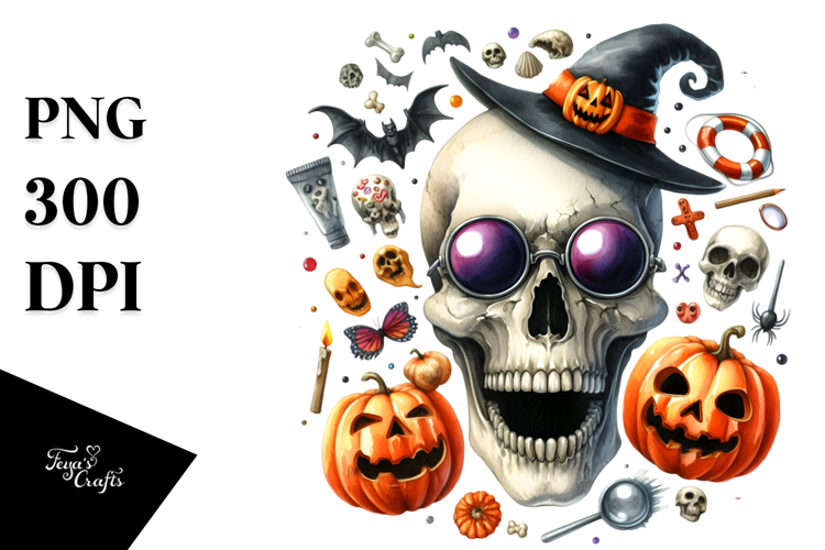 Cute Funny Skull Gnome on Moon | Sublimation | Clipart