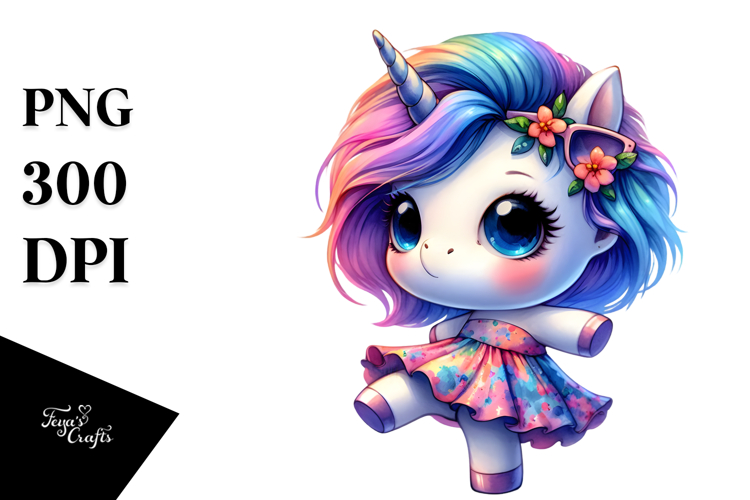 Expressive Baby Unicorn with Cool Haircut, PNG