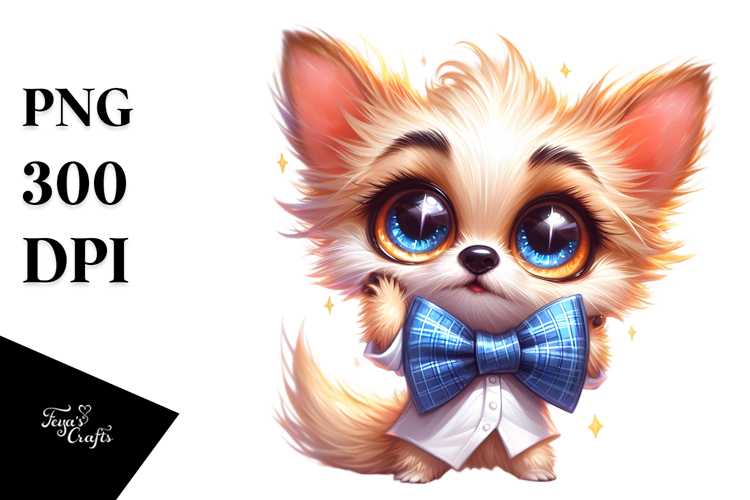Exaggerated Puppy-Dog with Bow Tie PNG