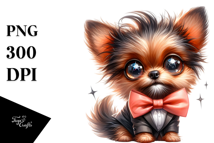 Exaggerated Cartoon Dog with Bow Tie PNG