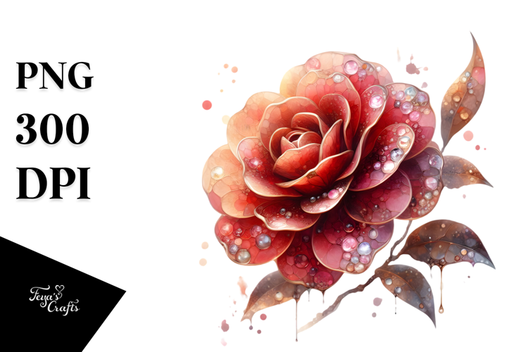 Camellia with Metallic Details PNG