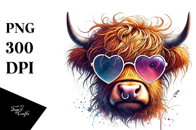 Highland Calf Heart Sunglasses PNG