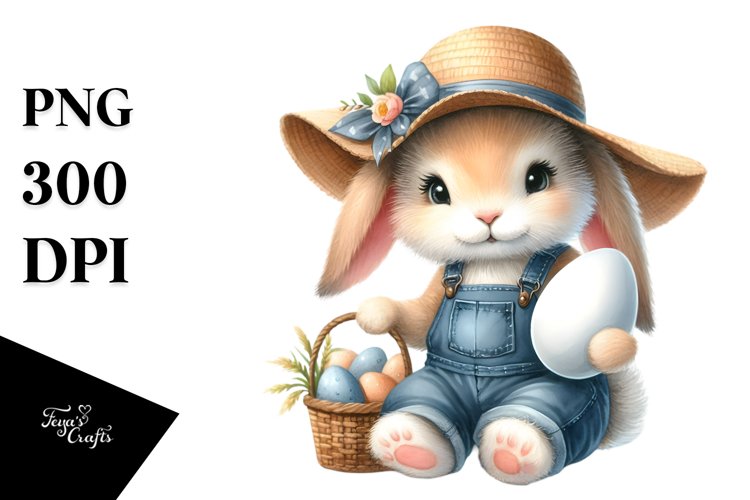 Bunny with Straw Hat PNG