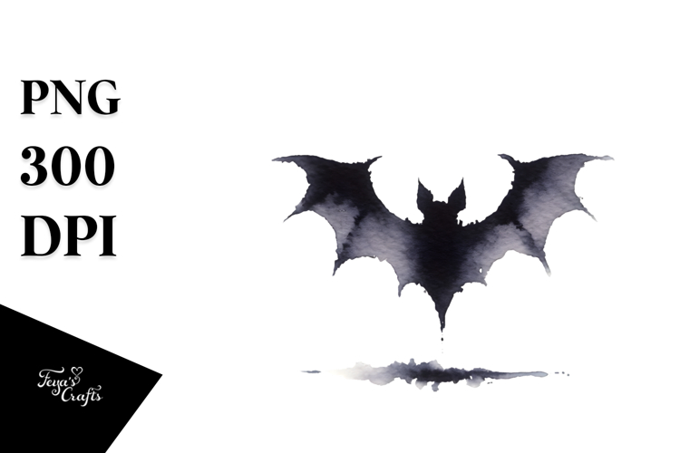 Simple BAT Watercolor Design, High-Res PNG