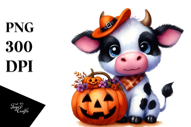 Vibrant Baby Cow Dressed for Halloween | Sublimation |