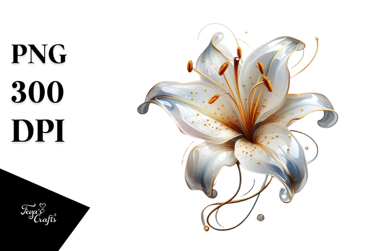 Glossy Lily with Golden Insertions, PNG