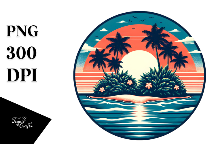 Retro Tropical Island Sunset, 20 oz Tumbler