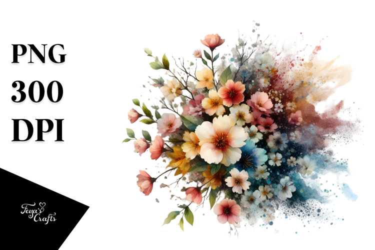 Grunge Flower Made of Spring Flowers example image 1