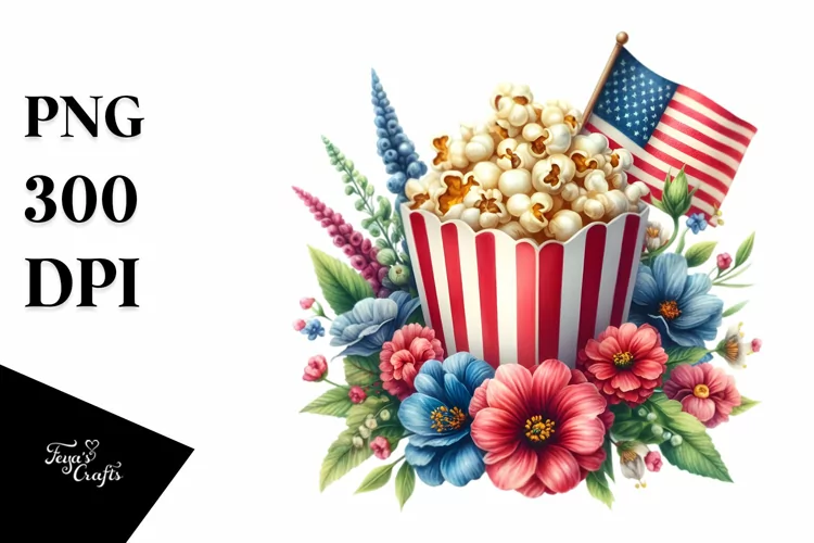 Colorful Vintage Popcorn Flag Clipart