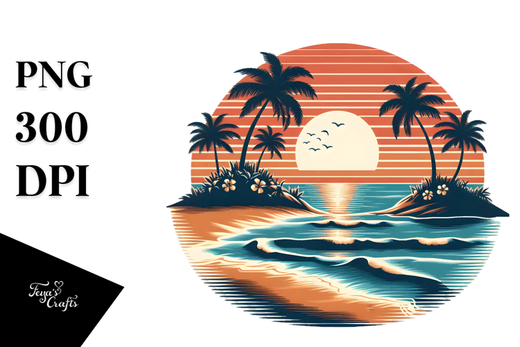 Retro Tropical Island Sunset, 20 oz Tumbler
