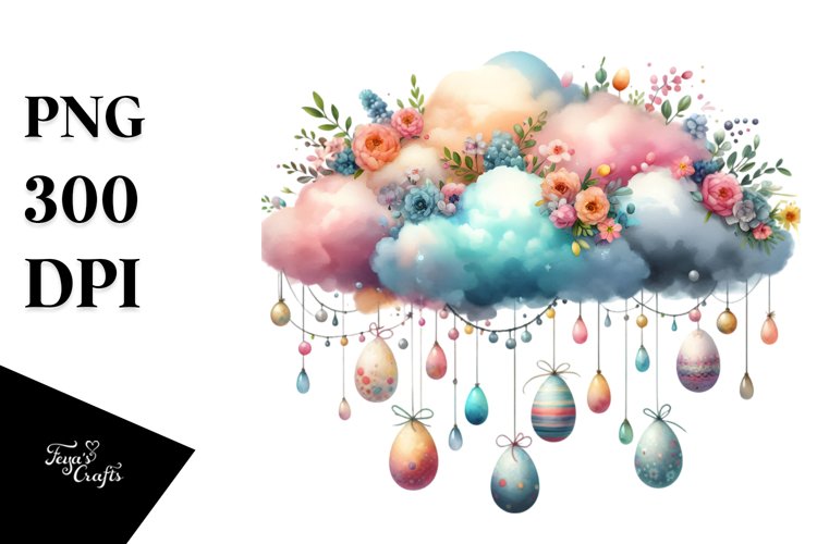 Cloud with Easter Eggs PNG