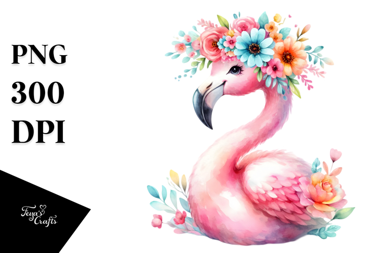 Sublimation Cartoon Flamingo Clipart example image 1