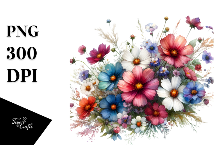 Colorful Wildflowers Glossy Petals Clipart