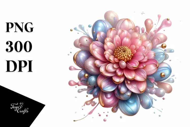 Abstract Pastel Glossy Dahlia Art