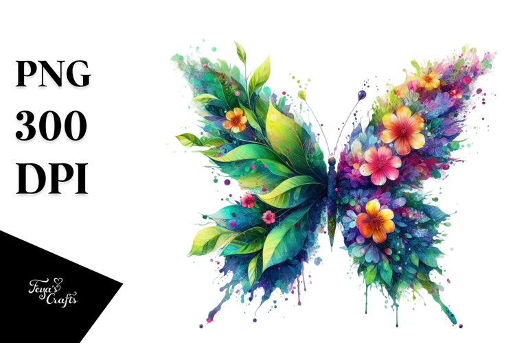 Abstract Vibrant Butterfly PNG example image 1