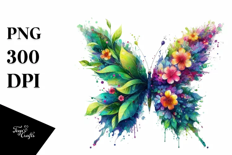 Abstract Vibrant Butterfly PNG