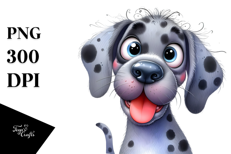 Cartoon Great Dane with Crazy Fur PNG