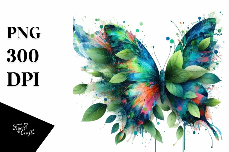Abstract Vibrant Butterfly PNG