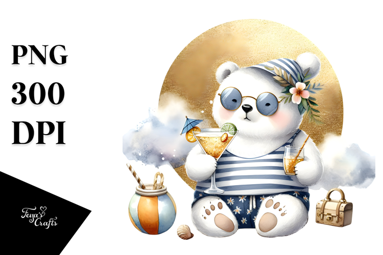 Watercolor Polar Bear PNG example image 1