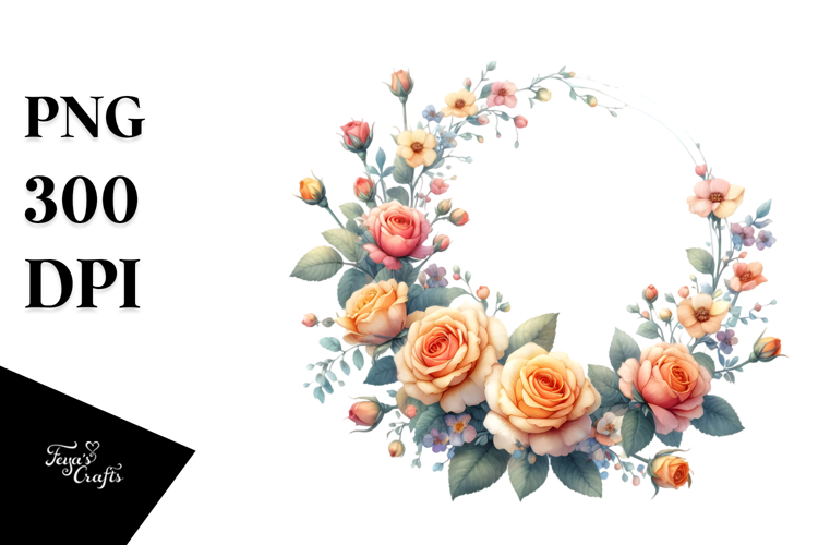 Vibrant Orange Roses Floral Frame PNG