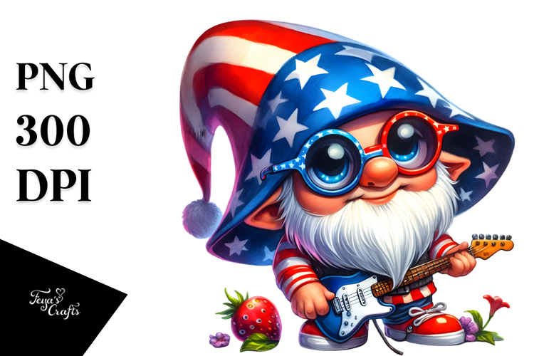 Funny Gnome for 4th of July PNG