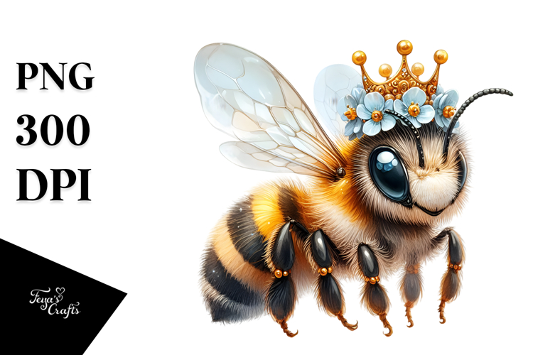 Digital Adorned Happy Cute Baby Bee PNG