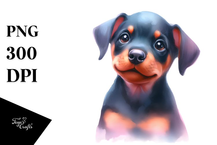 Expressive Watercolor Doberman Pinscher PNG