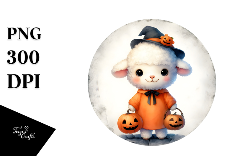 Retro Lamb on Halloween, PNG