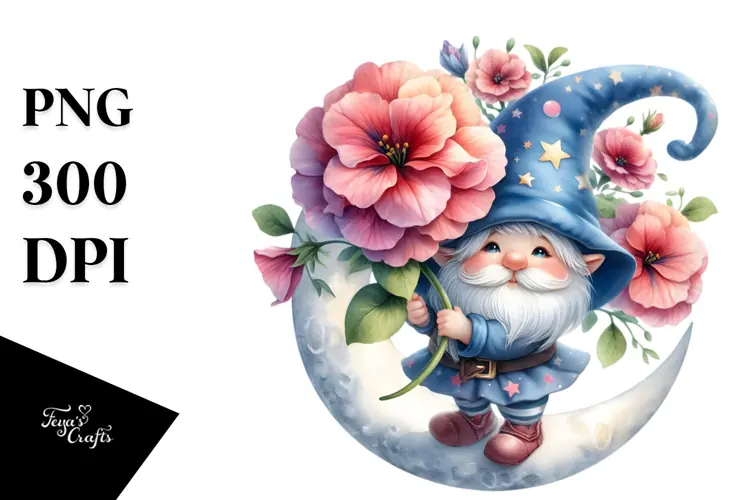 Baby Gnome with Petunia PNG