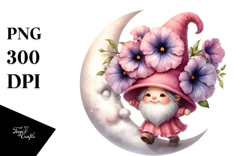 Baby Gnome with Petunia PNG