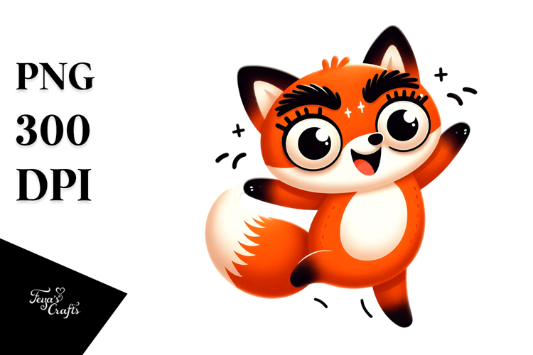 Joyful Cartoon Fox PNG