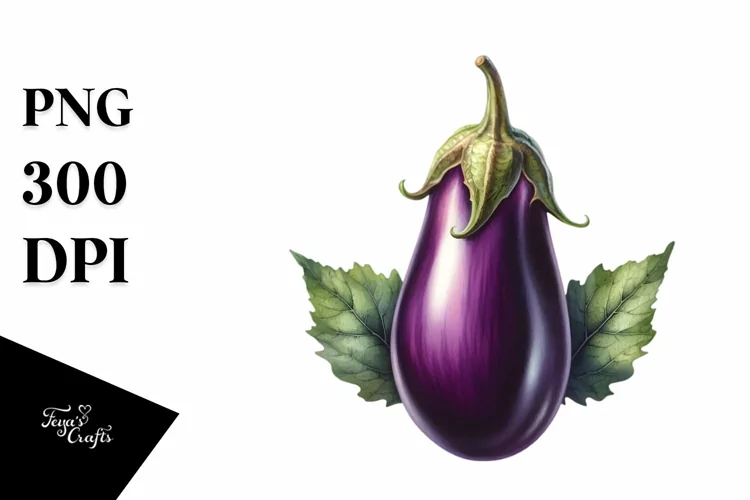 Watercolor Eggplant Clipart