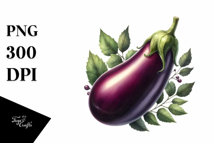 Watercolor Eggplant Clipart