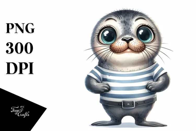 Expressive Baby Seal with Phishing Road | Sublimation