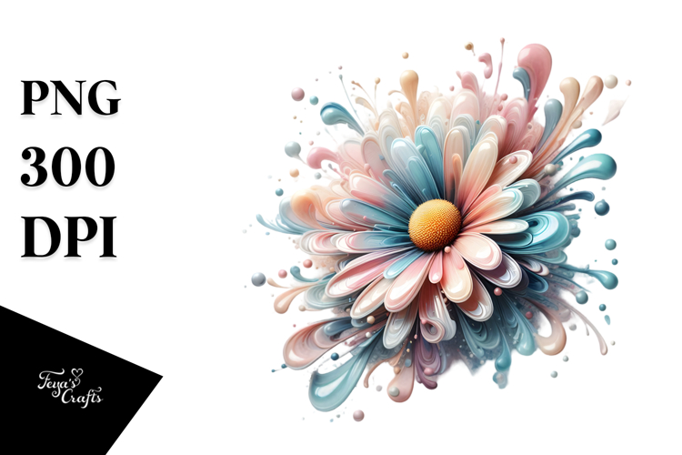 Abstract Daisy made of Glossy Watercolor