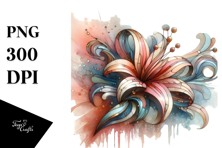 Abstract Pastel Wooden Stained Lily Made of