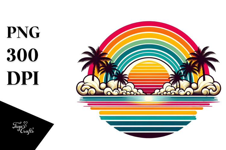 Retro Tropical Rainbow Sunset, 20 oz Tumbler