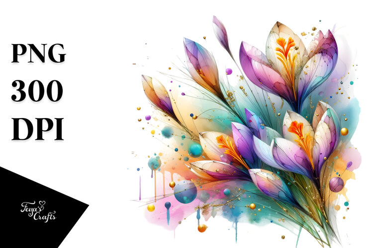 Abstract Colorful Crocus PNG example image 1