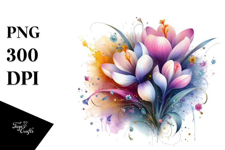 Colorful Crocus with Golden Insertions PNG