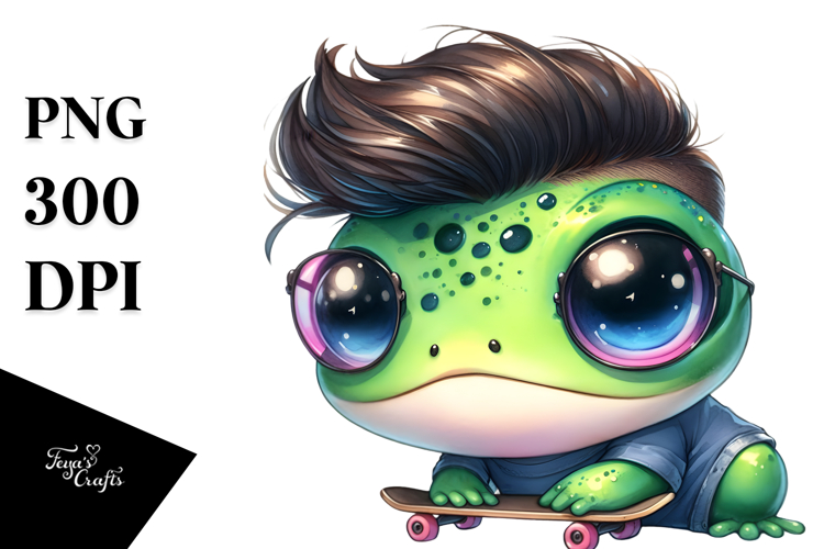 Energetic Baby Frog, Watercolor Image