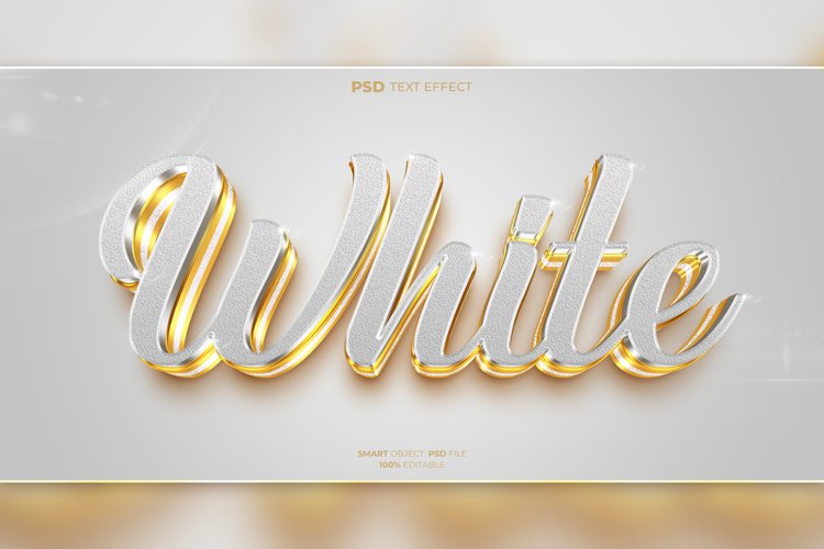 White 3D editable text effect example image 1