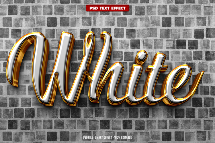 White 3D editable text effect