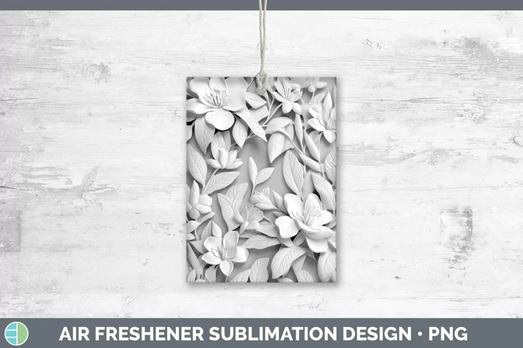White 3D Sculpture Azalea Air Freshener Sublimation Car Fres