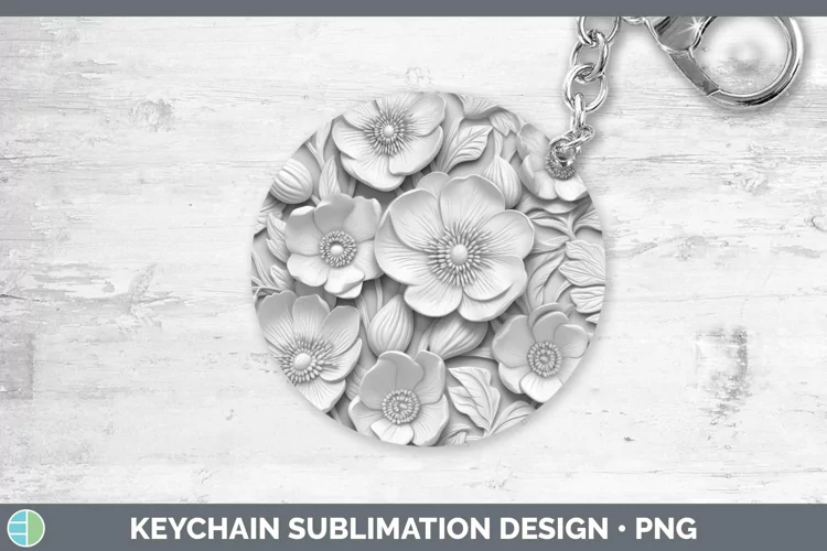 White 3D Sculpture Buttercup Keychain Sublimation Keyring De