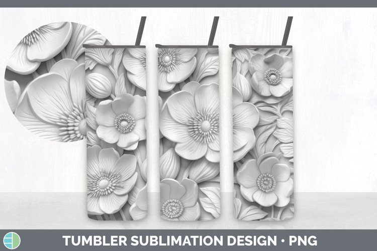 White 3D Sculpture Buttercup Tumbler Sublimation 20 oz Skinn