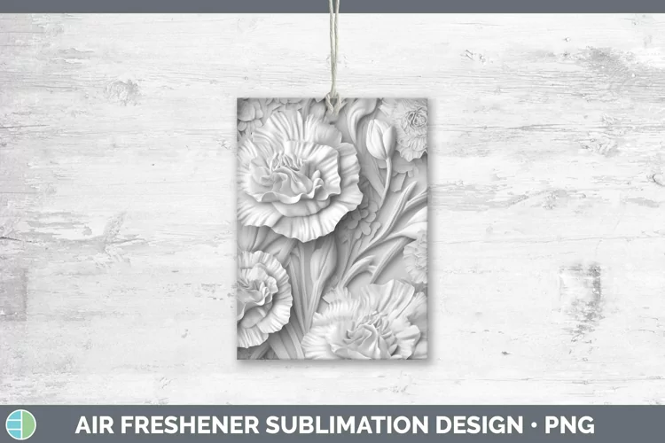 White 3D Sculpture Carnation Air Freshener Sublimation Car F