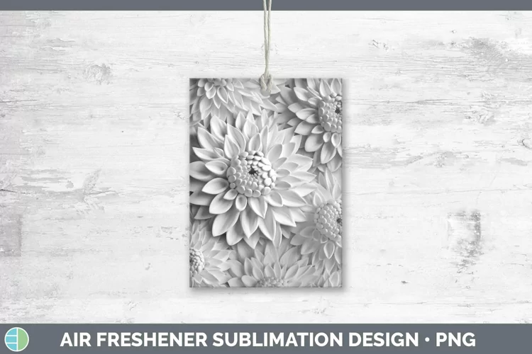White 3D Sculpture Dahlia Air Freshener Sublimation Car Fres