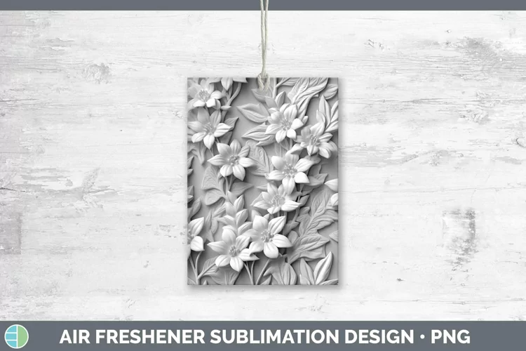 White 3D Sculpture Delphinium Air Freshener Sublimation Car