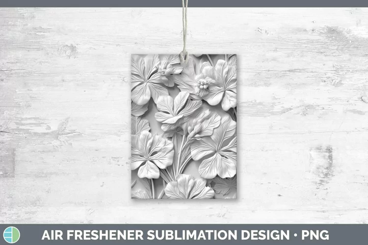 White 3D Sculpture Geranium Air Freshener Sublimation Car Fr