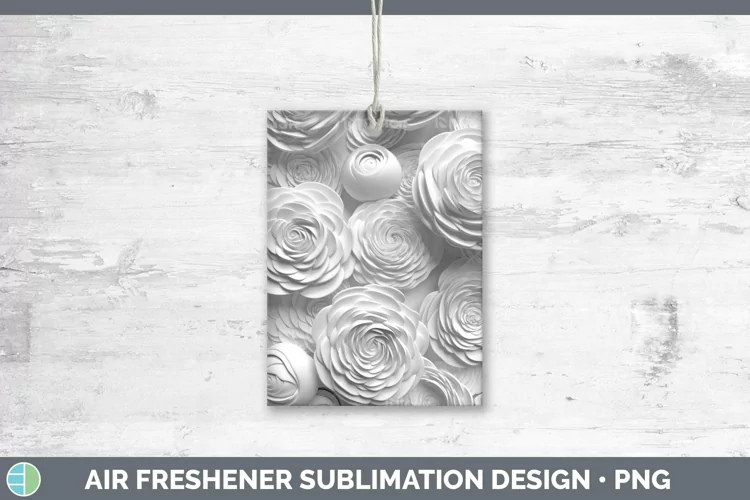 White 3D Sculpture Ranunculus Air Freshener Sublimation Car